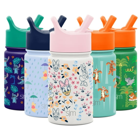 Simple Modern 10 Ounce Disney Summit Kids Water Bottle Thermos with Straw Lid - Vacuum Insulated 18/8 Stainless Steel - Daisy Duck Garden