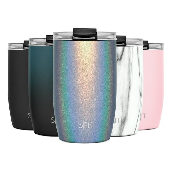 Simple Modern 12oz. Voyager Travel Mug Tumbler with Clear Flip Lid & Straw - Coffee Cup Kids Vacuum Insulated Flask 18/8 Stainless Steel Hydro Shimmer: Blue Moonstone