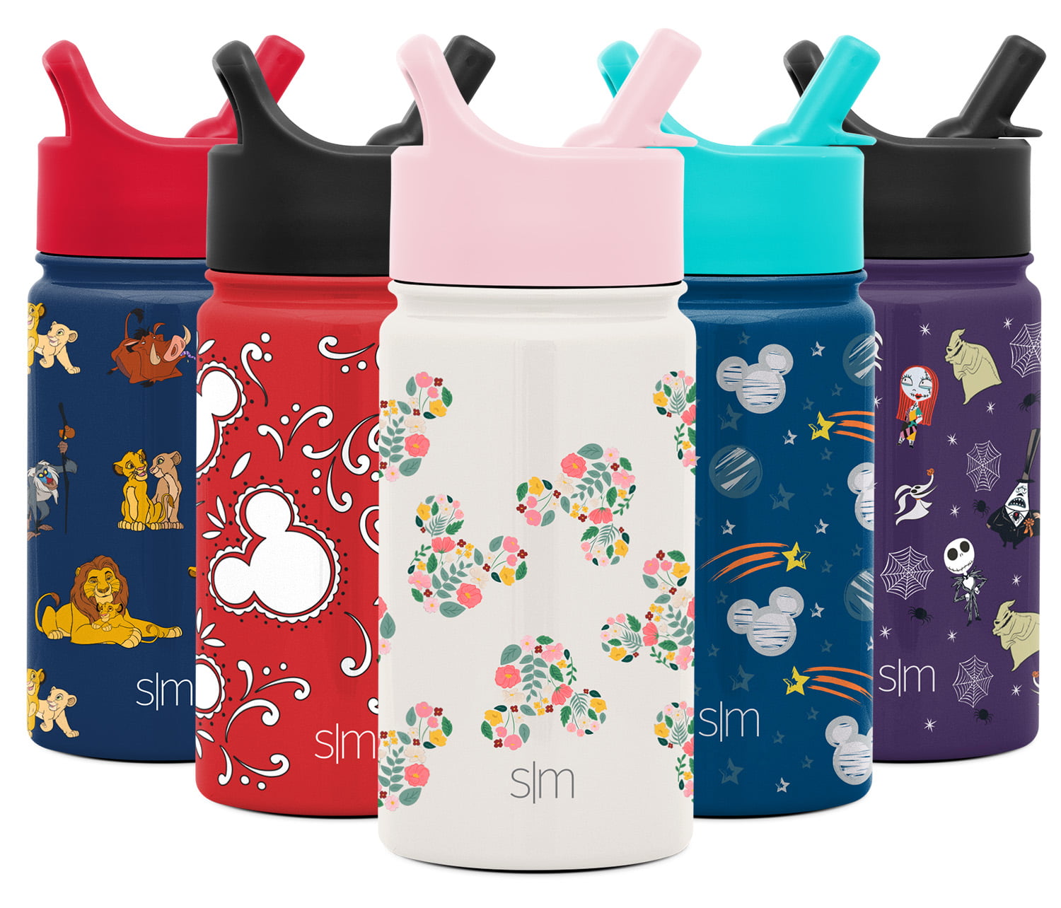 Simple Modern 14 oz. Disney Summit Kids Water Bottle Thermos with Straw Lid  - Dishwasher Safe Vacuum Insulated Double Wall Tumbler Travel Cup 18/8  Stainless Steel - Mickey: Floral on Cream 