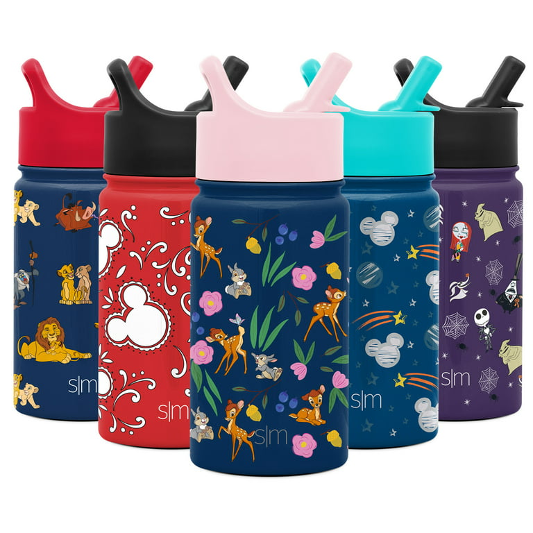 Simple Modern 14 oz. Disney Summit Kids Water Bottle Thermos with Straw Lid  - Dishwasher Safe Vacuum Insulated Double Wall Tumbler Travel Cup 18/8  Stainless Steel - Dainty Bambi 