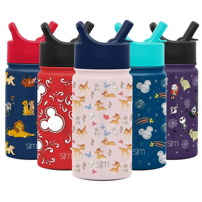 Simple Modern 14 oz. Disney Summit Kids Water Bottle Thermos with Straw Lid  - Dishwasher Safe Vacuum Insulated Double Wall Tumbler Travel Cup 18/8  Stainless Steel - Dainty Bambi 