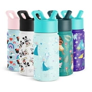 Simple Modern 14oz Disney Summit Kids Water Bottle Thermos with Straw Lid - Dishwasher Safe Vacuum Insulated Double Wall Tumbler Travel Cup 18/8 Stainless Steel Frozen Elsa's Snowflake
