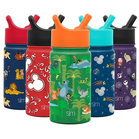 Simple Modern 14oz Disney Summit Kids Water Bottle Thermos with Straw Lid - Dishwasher Safe Vacuum Insulated Double Wall Tumbler Travel Cup 18/8 Stainless Steel - Disney: Jungle Book