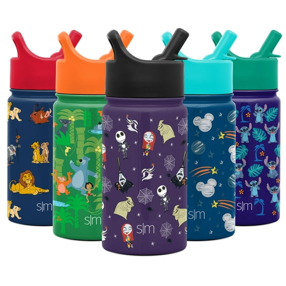 Simple Modern 14oz Disney Summit Kids Water Bottle Thermos with Straw Lid - Dishwasher Safe Vacuum Insulated Double Wall Tumbler Travel Cup 18/8 Stainless Steel - Disney: Nightmare Before Christmas