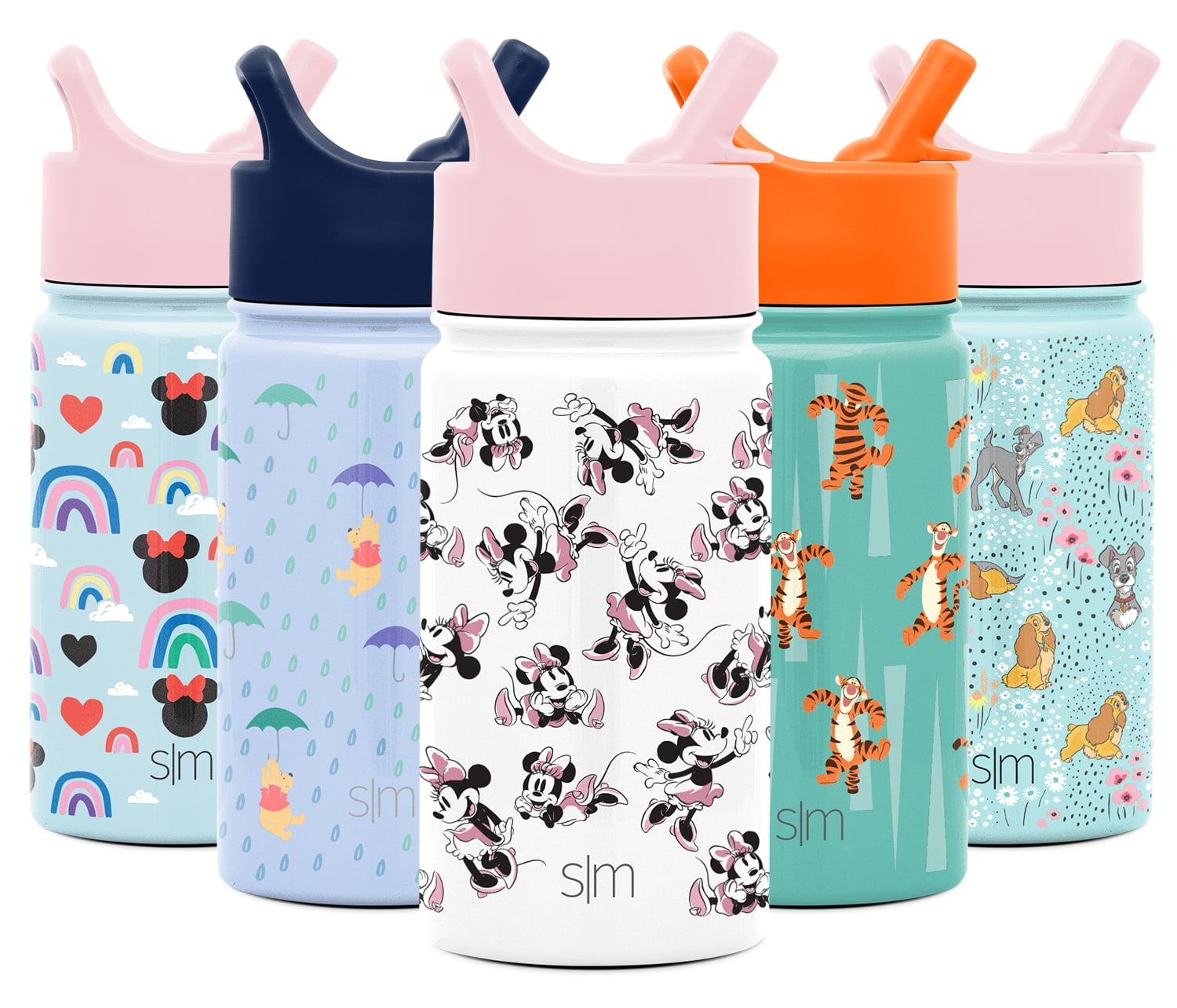 Simple Modern 14oz Disney Summit Kids Water Bottle Thermos with Straw Lid - Dishwasher Safe Vacuum Insulated Double Wall Tumbler Travel Cup 18/8 Stainless Steel - Disney: Minnie Retro