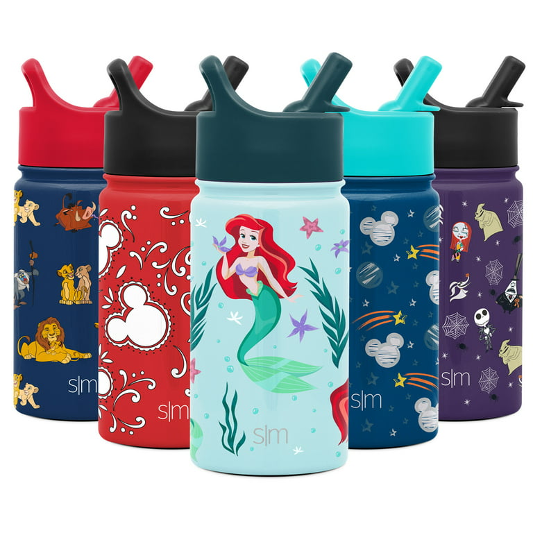 Simple Modern 14oz Disney Summit Kids Water Bottle Thermos with Straw Lid -  Dishwasher Safe Vacuum Insulated Double Wall Tumbler Travel Cup 18/8  Stainless Steel The Little Mermaid Ariel's Treasures 