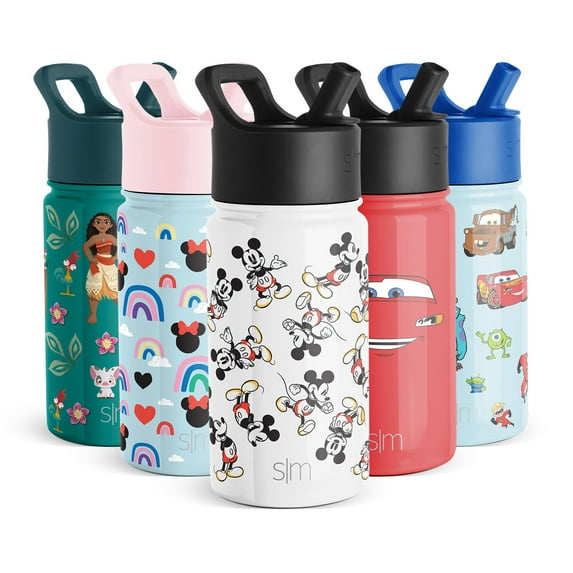 Simple Modern 14oz Disney Summit Kids Water Bottle Thermos with Straw Lid - Dishwasher Safe Vacuum Insulated Double Wall Tumbler Travel Cup 18/8 Stainless Steel - Disney: Mickey Retro