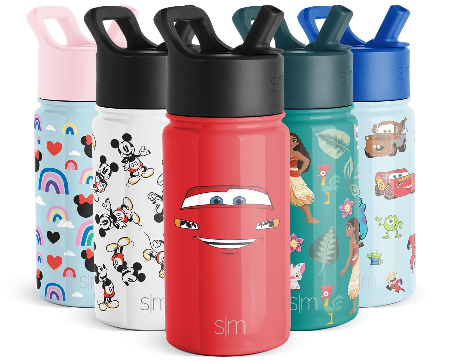 Simple Modern 14oz Disney Summit Kids Water Bottle Thermos with Straw Lid - Dishwasher Safe Vacuum Insulated Double Wall Tumbler Travel Cup 18/8 Stainless Steel Cars Ka-chow