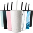 thumbnail image 1 of Simple Modern 16 fl oz Stainless Steel Classic Tumbler with Lid and Straw|Cream Leopard, 1 of 2