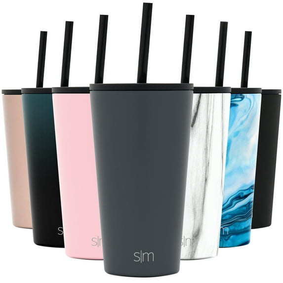 Simple Modern 16oz Classic Tumbler with Straw Lid & Flip Lid - Travel Mug Gift Vacuum Insulated Coffee Beer Pint Cup - 18/8 Stainless Steel Water Bottle -Graphite