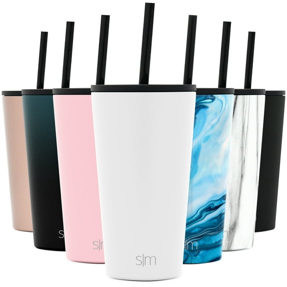 Simple Modern 16oz Classic Tumbler with Straw Lid & Flip Lid - Travel Mug Gift Vacuum Insulated Coffee Beer Pint Cup - 18/8 Stainless Steel Water Bottle - Winter White