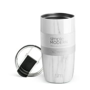 Simple Modern 16oz. Voyager Travel Mug Tumbler with Clear Flip Lid & Straw - Coffee Cup Vacuum Insulated Flask 18/8 Stainless Steel Hydro Water Bottle Pattern: Carrara Marble