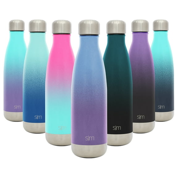 Simple Modern 17 Ounce Wave Water Bottle - Stainless Steel Double Wall Vacuum Insulated Reusable Leakproof Ombre: Glacier Rain