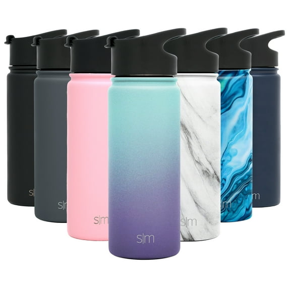 Simple Modern 18 Ounce Summit Sports Water Bottle - Travel Mug Stainless Steel Tumbler Flask +2 Lids - Wide Mouth Double Wall Vacuum Insulated Leakproof Ombre: Tropical Seas