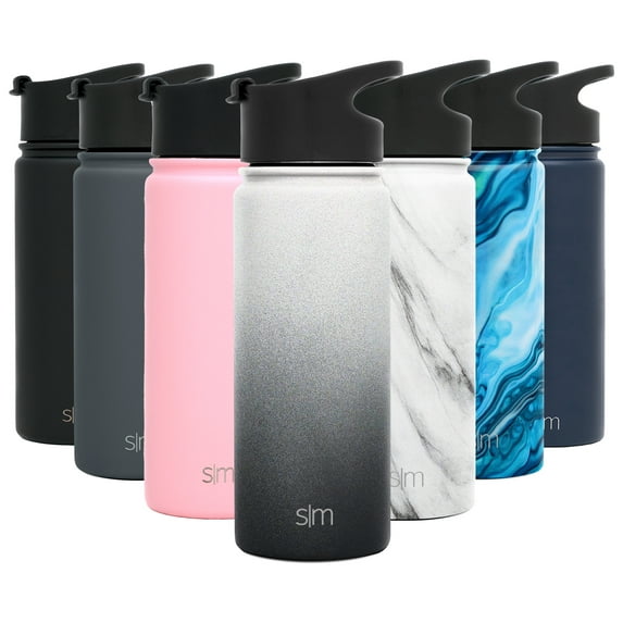 Simple Modern 18 Oz. Summit Sports Water Bottle - Travel Mug Stainless Steel Tumbler Flask with 2 Lids - Wide Mouth Double Wall Vacuum Insulated Leakproof Ombre: Tuxedo