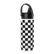 Simple Modern 18 fl oz Insulated Stainless Steel Summit Wide Mouth Water Bottle with Handle and Straw Lid|Black and White Checkmate