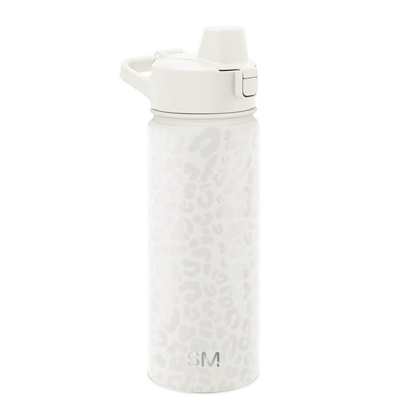 Simple Modern 18 fl oz Insulated Stainless Steel Summit Water Bottle with Silicone Straw Lid | Cream Leopard