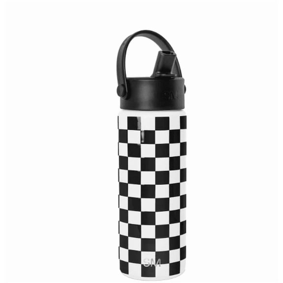 Simple Modern 18 fl oz Insulated Stainless Steel Summit Wide Mouth Water Bottle with Handle and Straw Lid|Black and White Checkmate