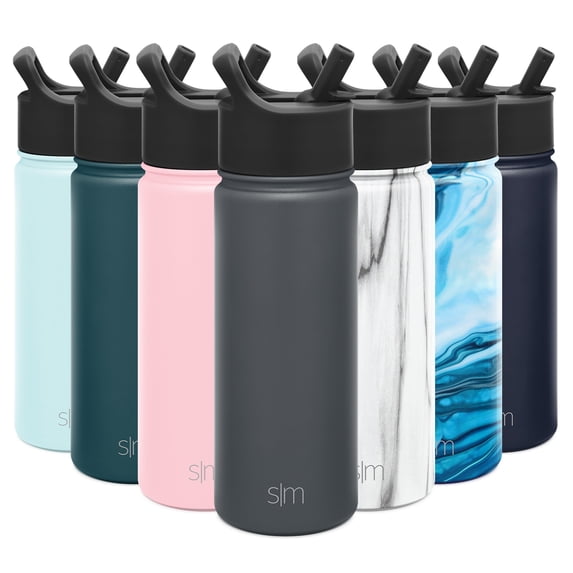 Simple Modern 18 oz Summit Water Bottle with Straw Lid - Gifts for Hydro Vacuum Insulated Tumbler Flask Double Wall Liter - 18/8 Stainless Steel -Graphite