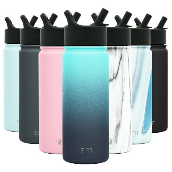 Simple Modern 18 oz Summit Water Bottle with Straw Lid - Gifts for Hydro Vacuum Insulated Tumbler Flask Double Wall Liter - 18/8 Stainless Steel Ombre: Bermuda Deep