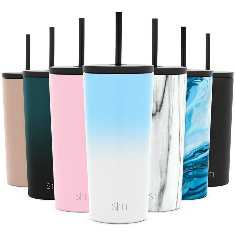 Simple Modern 20 oz Classic Tumbler with Straw & Flip Lid - 18/8 Stainless  Steel Water Bottle Ombre: Santorini Breeze 
