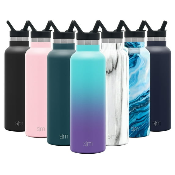 Simple Modern 20oz Ascent Water Bottle With Straw Lid - Stainless Steel Hydro Tumbler Flask - Double Wall Vacuum Insulated Small Reusable Metal Leakproof Ombre: Tropical Seas