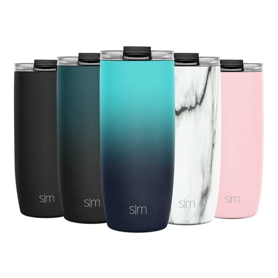 Simple Modern 20oz Voyager Travel Mug Tumbler with Clear Flip Lid & Straw - Coffee Cup Vacuum Insulated Flask 18/8 Stainless Steel Hydro Water Bottle Ombre: Bermuda Deep