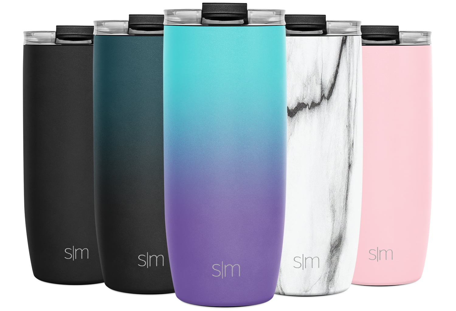 Simple Modern 20oz. Voyager Travel Mug Tumbler with Clear Flip Lid & Straw  - Coffee Cup Vacuum Insulated Flask 18/8 Stainless Steel Hydro Water Bottle  Ombre: Tropical Seas 