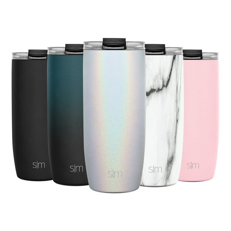 Simple Modern Travel Coffee Mug Insulated Stainless Steel Thermos Cup  Voyager with Straw and Clear Flip