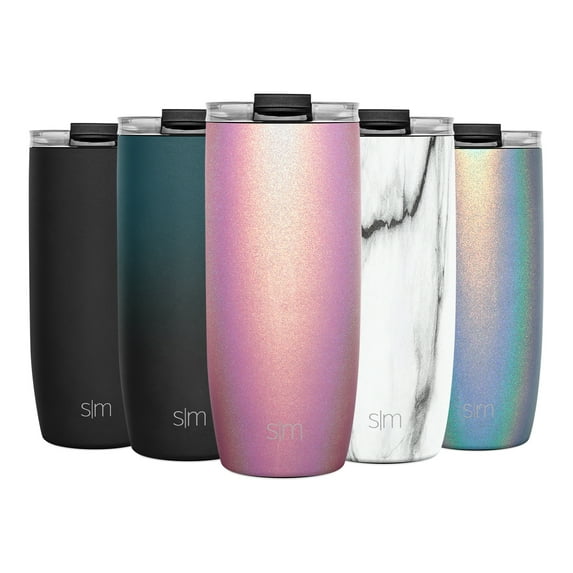 Simple Modern 20oz. Voyager Travel Mug Tumbler with Clear Flip Lid & Straw - Coffee Cup Vacuum Insulated Flask 18/8 Stainless Steel Hydro Water Bottle Shimmer: Rose Quartz