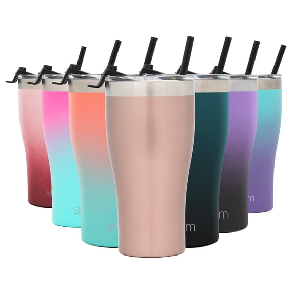 Simple Modern 22oz Slim Cruiser Tumbler with Straw & Closing Lid Travel Mug - Gift Double Wall Vacuum Insulated - 18/8 Stainless Steel Water Bottle - Rose Gold