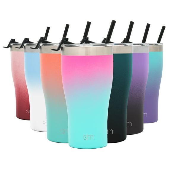 Simple Modern 22oz. Slim Cruiser Tumbler with Straw and Closing Lid Travel Mug, Ombre Sorbet