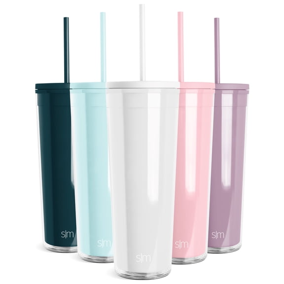 Simple Modern 24 fl oz Double Wall Plastic Classic Tumbler with Lid and Straw|Winter White