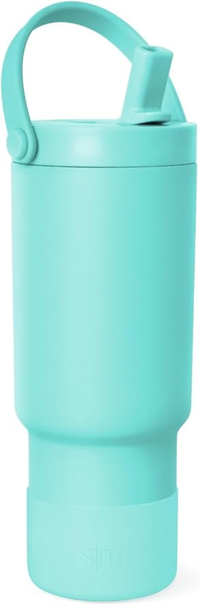 Simple Modern 24 fl oz Insulated Stainless Steel Trek Pivot Tumbler with Straw Lid, Top Handle and Boot|Ocean Water
