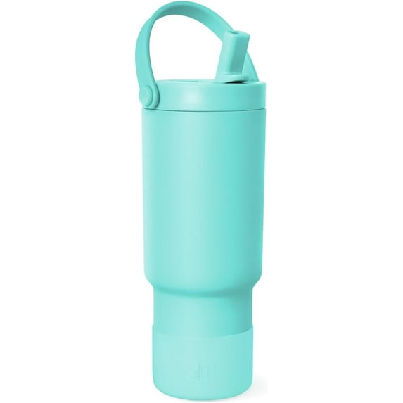 Simple Modern 24 fl oz Insulated Stainless Steel Trek Pivot Tumbler with Straw Lid, Top Handle and Boot|Ocean Water