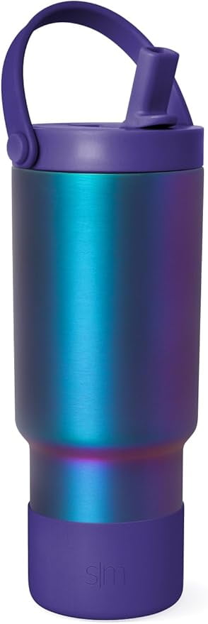Simple Modern 24 fl oz Insulated Stainless Steel Trek Pivot Tumbler with Straw Lid, Top Handle and Boot|Prism