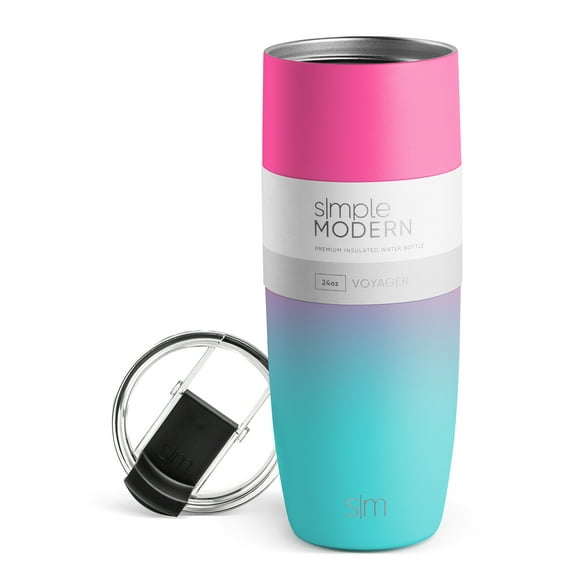 Simple Modern 24oz Voyager Travel Mug Tumbler with Clear Flip Lid & Straw - Coffee Cup Vacuum Insulated Flask 18/8 Stainless Steel Hydro Water Bottle Ombre: Sorbet