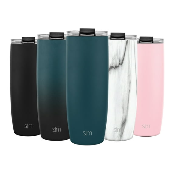 Simple Modern 24oz Voyager Travel Mug Tumbler w/ Clear Flip Lid & Straw - Coffee Cup Vacuum Insulated Flask 18/8 Stainless Steel Hydro Water Bottle -Riptide