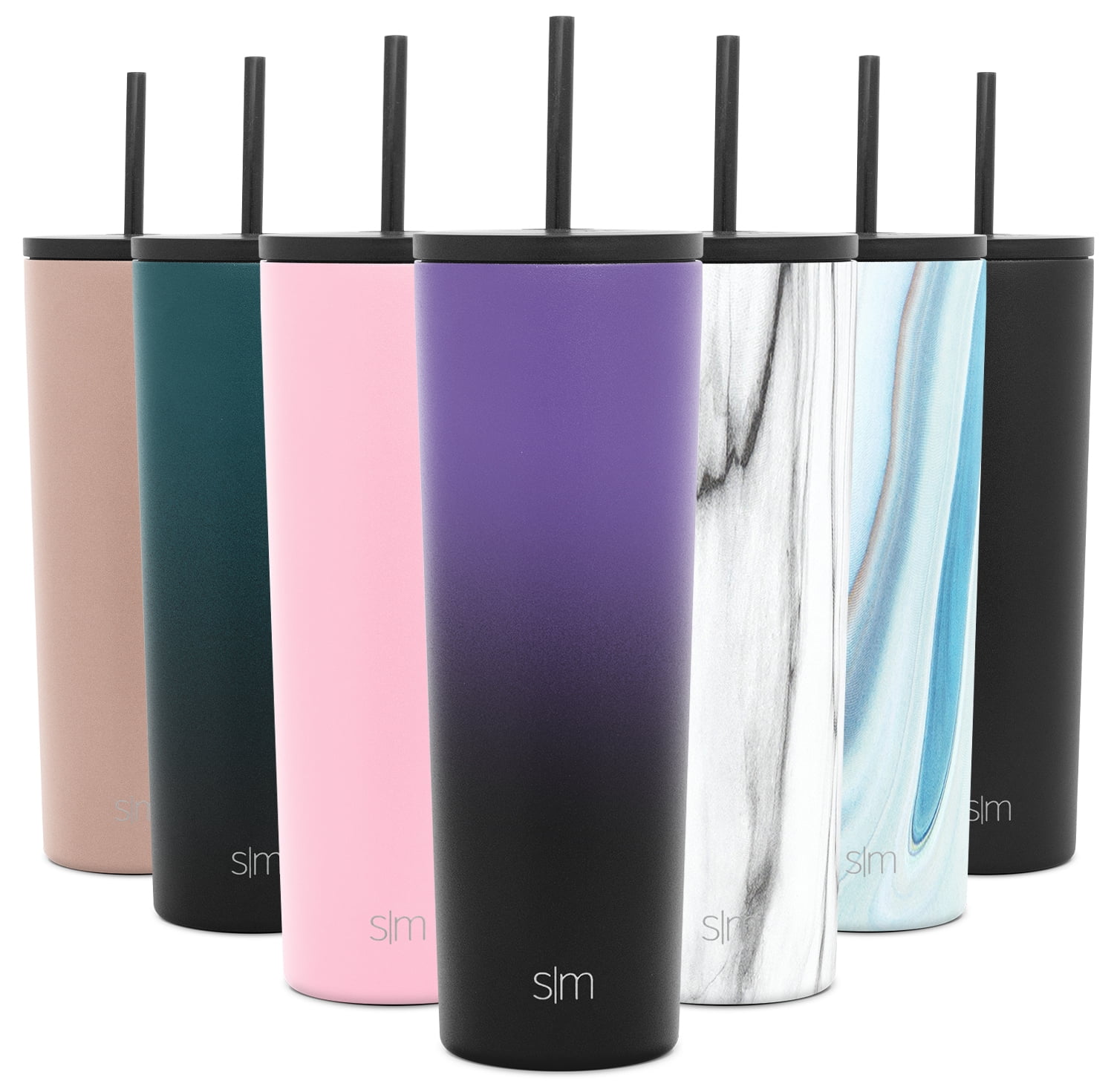 Simple Modern 16 oz Classic Tumbler with Straw & Flip Lid - 18/8 Stainless  Steel Water Bottle Ombre: Violet Sky 