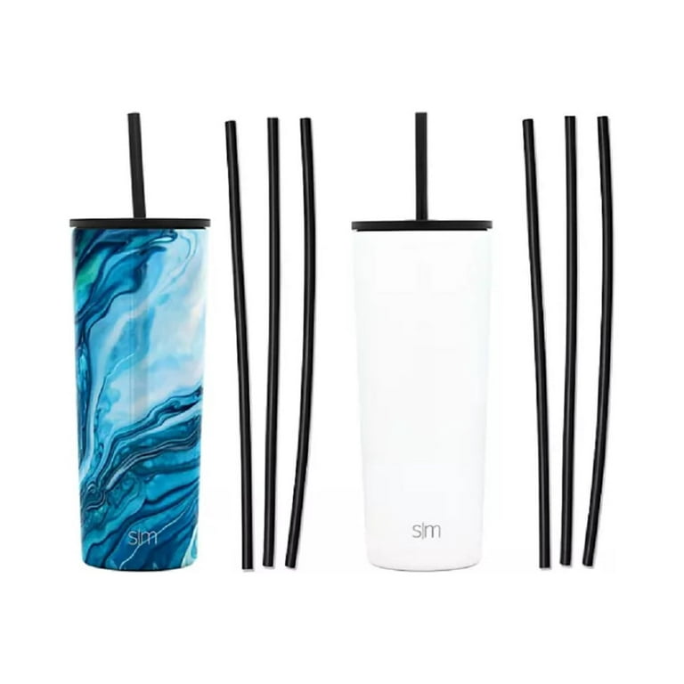 Simple Modern 2pack 24oz Stainless Steel Classic with Six Bonus Straws  Black & White Leopard 