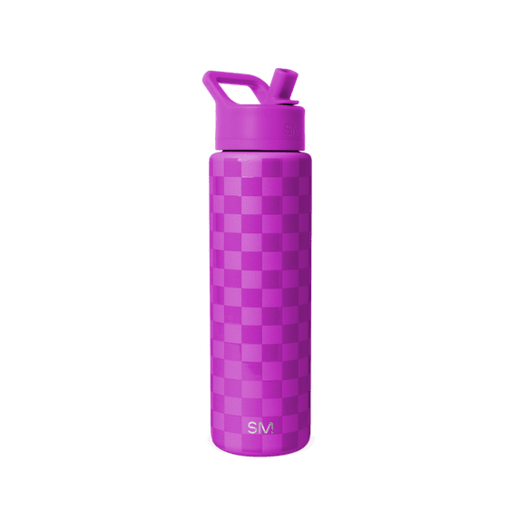 Simple Modern 30 fl oz Insulated Stainless Steel Summit Wide Mouth Water Bottle with Straw Lid | Zinnia Checkmate