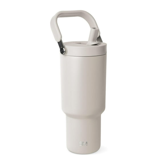 Simple Modern 30 fl oz Insulated Stainless Steel Trek Pivot Tumbler with Straw Lid and Top Handle|Almond Birch