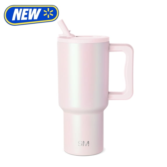 Simple Modern 30 fl oz Insulated Stainless Steel Trek Tumbler with Folding Straw Lid|Coconut Pearl