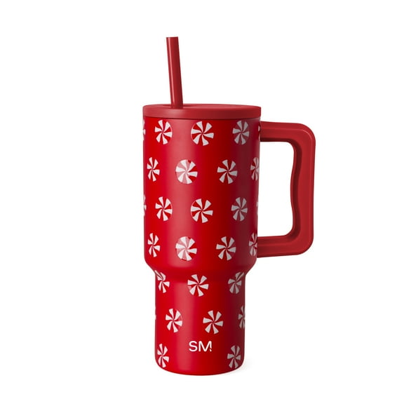 Simple Modern 30 fl oz Insulated Stainless Steel Trek Tumbler with Straw Lid | Peppermint Swirls