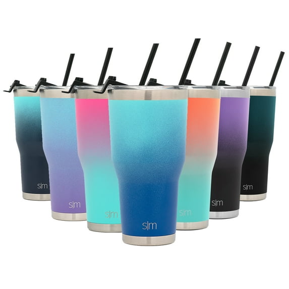 Simple Modern 30oz Cruiser Tumbler with Straw & Closing Lid Travel Mug Gift Double Wall Vacuum Insulated - 18/8 Stainless Steel Water Bottle Ombre: Pacific Dream