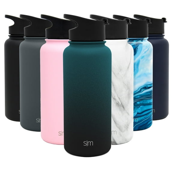 Simple Modern 32 Oz. Summit Water Bottle - Stainless Steel Tumbler Metal Flask with 2 Lids - Wide Mouth Double Wall Vacuum Insulated Leakproof Ombre: Moonlight