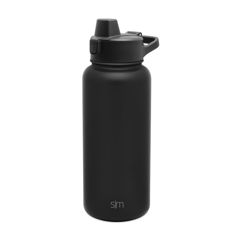 Simple Modern 32 oz Midnight Black Double Walled Vacuum Insulated Stainless  Steel Water Bottle with Wide Mouth and Screw Cap 