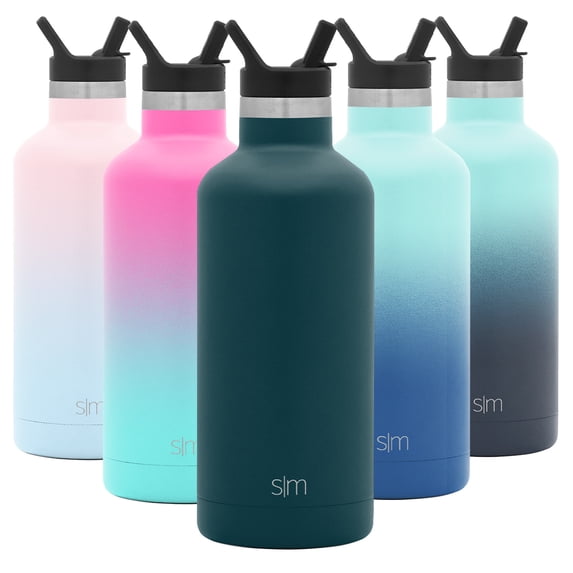 Simple Modern 32 oz. Ascent Water Bottle with Straw Lid - Stainless Steel Hydro Thermos Tumbler - Double Wall Vacuum Insulated Reusable Metal Leakproof - Riptide