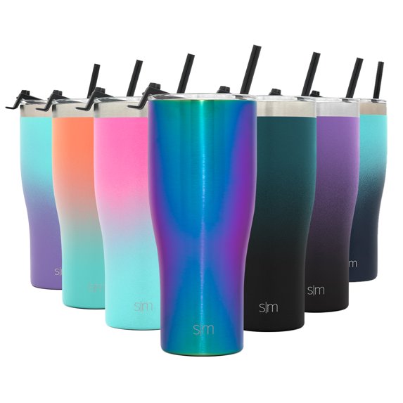 Simple Modern 32oz. Slim Cruiser Tumbler with Straw & Closing Lid Travel Mug - Gift Double Wall Vacuum Insulated - 18/8 Stainless Steel Water Bottle -Prism
