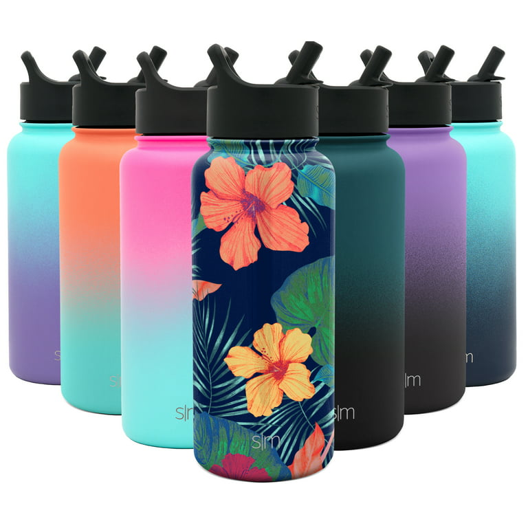 Simple Modern 32oz. Summit Water Bottles with Straw Lid - Vacuum Insulated  Tumbler Double Wall Travel Mug 18/8 Stainless Steel Flask - Pattern: Rad  Maui 